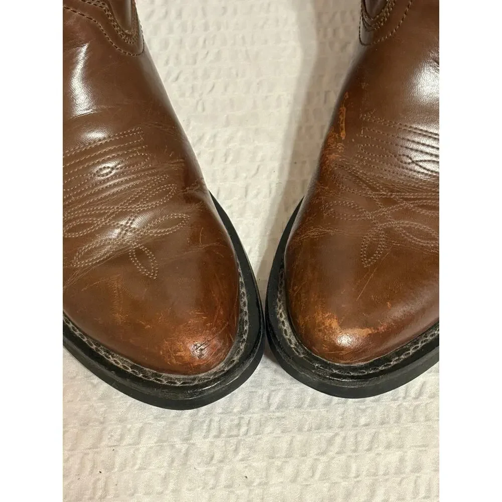 Justin Ranch and Road Roper Brown Leather Cowboy Western Boots Men’s 10.5D